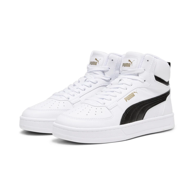 Puma Unisex Youth Puma Caven 2.0 Mid Jr Sneakers, Puma White-Puma Black-Gold, 4 UK - Image 1