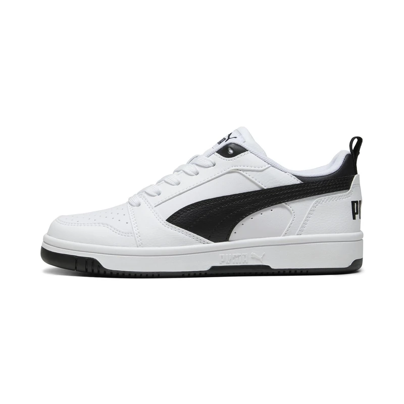 Puma Unisex Youth Puma Rebound V6 Lo Jr Sneakers, Puma White-Puma Black-Puma Black, 3 UK