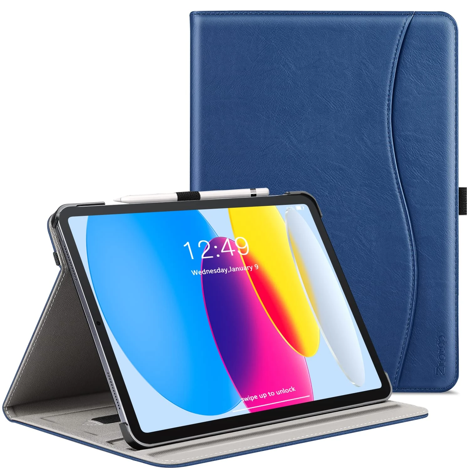 ZtotopCases Case for iPad 11th Generation 11 Inch 2025(A16)/iPad 10th Generation 10.9 Inch 2022, Premium Leather Business Cover with Auto Wake/Sleep, Multi-Angle Stand & Pencil Holder, Dark Blue