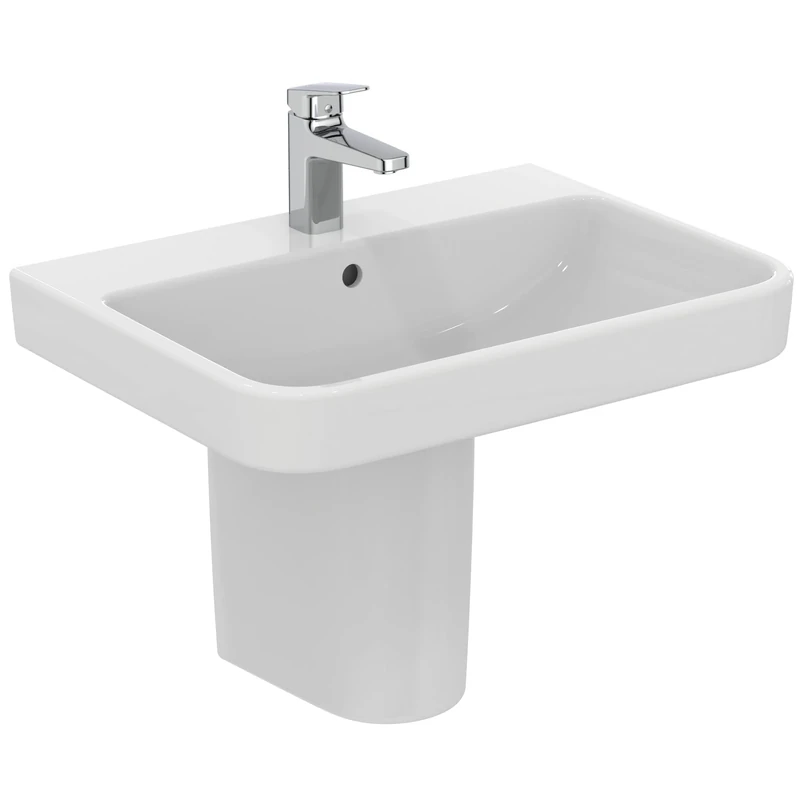 Ideal Standard - i.Life B 65 cm washbasin with Central Hole for Open taps and Overflow Hole. Column, semi-Column and Furnishing Siphon to be Purchased Separately. White