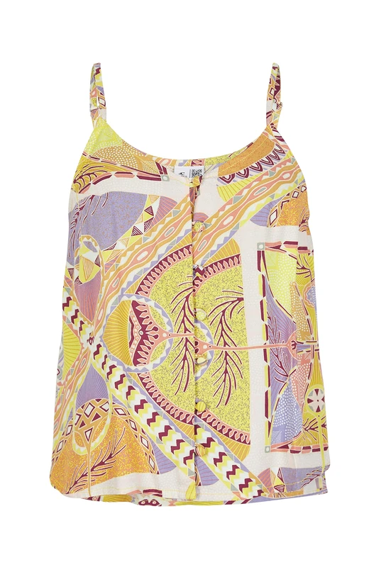 O'NEILL Tiare Woven Tank Top T-Shirt, 32013 Yellow Scarf Print, Regular for Women, 32013 Yellow Scarf Print, Medium-Large