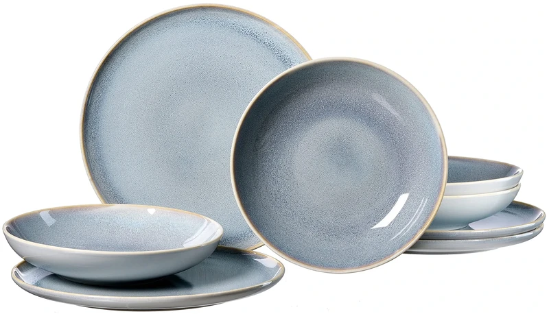 Skagen Stone 8-Piece Dinner Set, Grey Blue