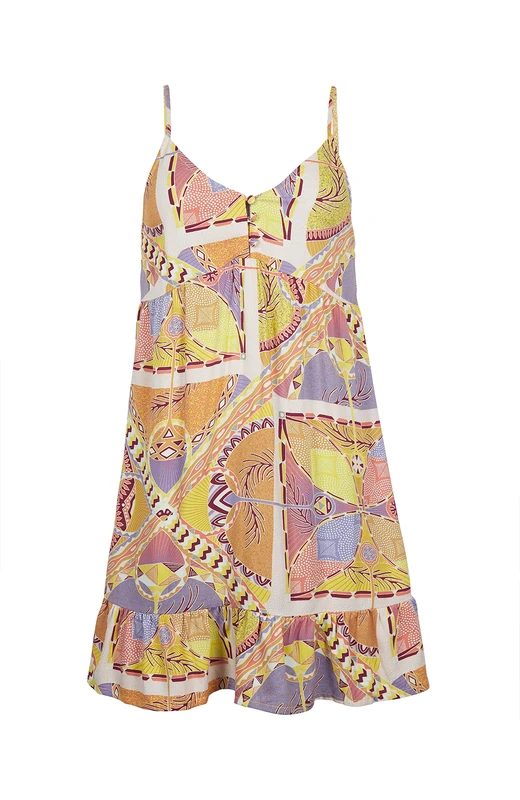 O'NEILL Women's Malu Beach Dress Casual, 32013 Yellow Scarf Print, XL/XXL