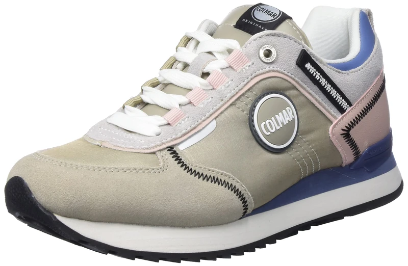 COLMAR Women's Travis Sport Multiple Sneaker, Warm Grey Blush Pink, 3.5 UK