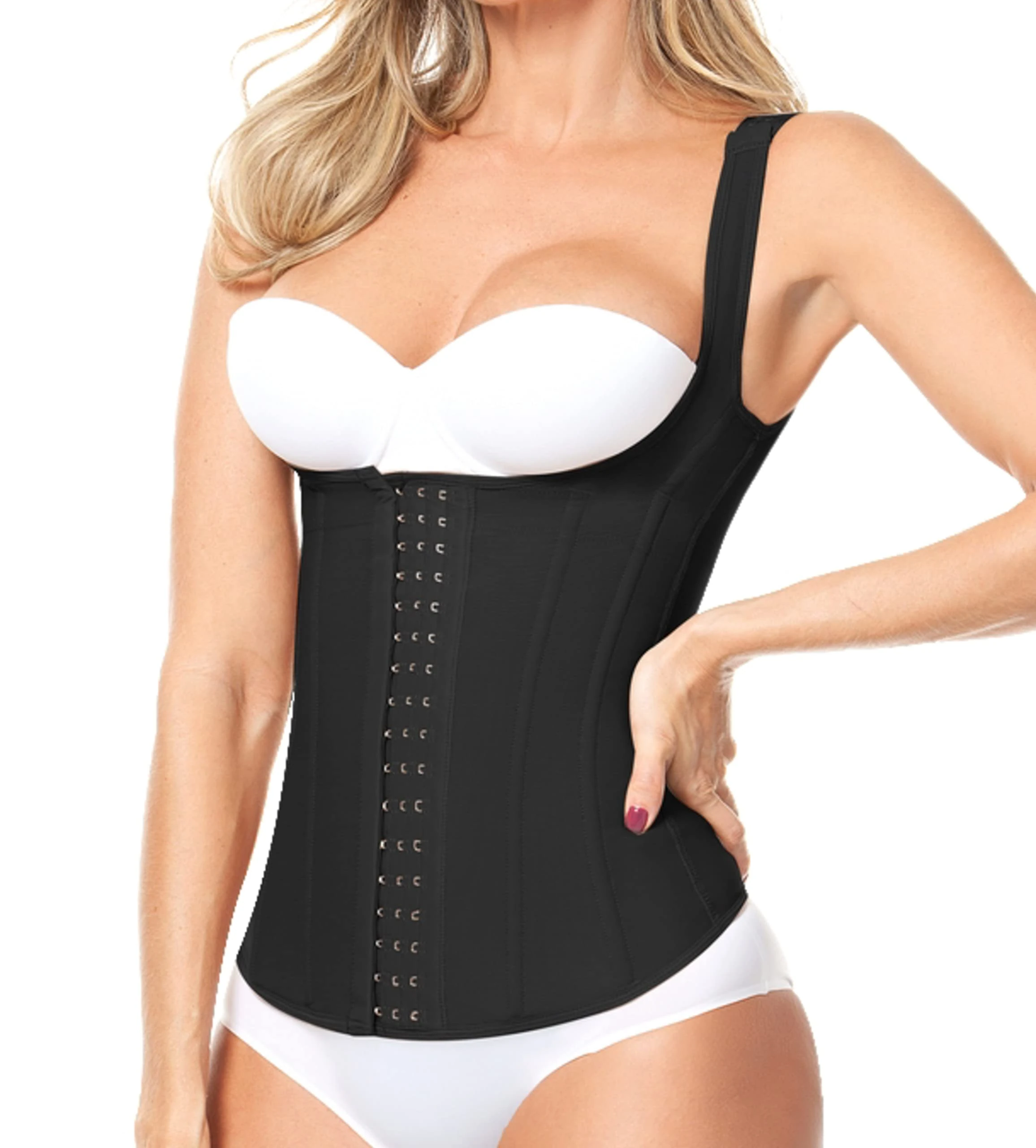 FAJAS MELI'BELT 5044 Vest 7 Bones Faja Chaleco Colombiano High Compression, Black, Small