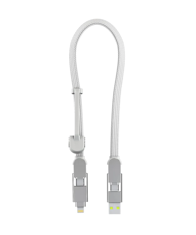 Rolling Square inCharge XL 30cm - USB C Charger Cable, Lightning Cable for Smartphone, Universal Cable Charger 6 in 1, USB Plug, Glacier White, 100W