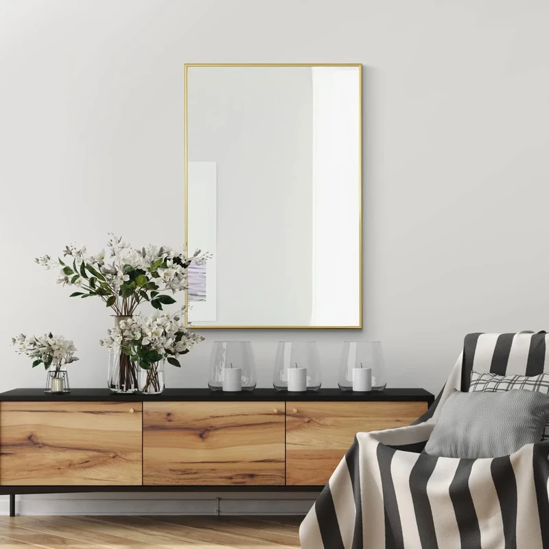 Large Matt Gold Modern Design Wall Mirror from Our Manhattan Range 92x61.5cm