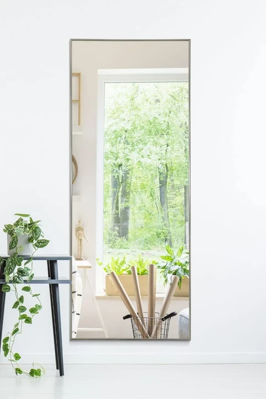 MirrorOutlet Large Pewter Modern Design Wall Mirror from Our Manhattan Range, Silver, 153x61.5cm