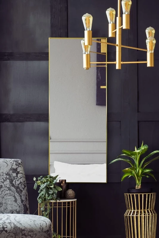 Large Bright Gold Modern Design Wall Mirror from Our Manhattan Range 153x61.5cm