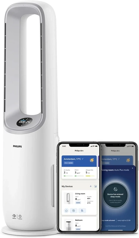 Philips Air Performer 2-in-1: Purifier & Cooling Fan – Cleans 70m², Removes 99.97% of Allergens and Pollutants. HEPA Filter, Smart Sensors, Alexa, App. Quiet & Energy Efficient (AMF765/30)