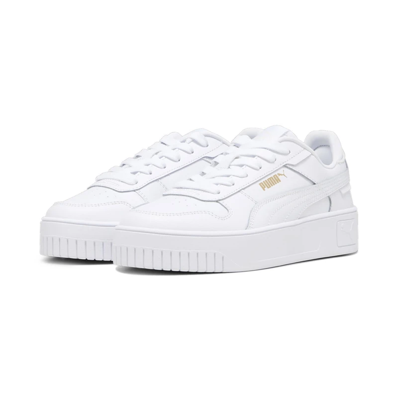 Puma Girls Carina Street Jr Sneakers, Puma White-Puma White-Puma Gold, 6 UK