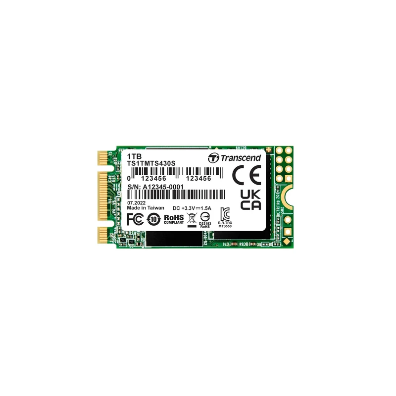 Transcend MTS430S 1TB M.2 2242 SATA III 6Gb/s SSD, Read/Write up to 560/520 MB/s with DRAM Cache for Ultrabooks& Lightweight Notebooks TS1TMTS430S