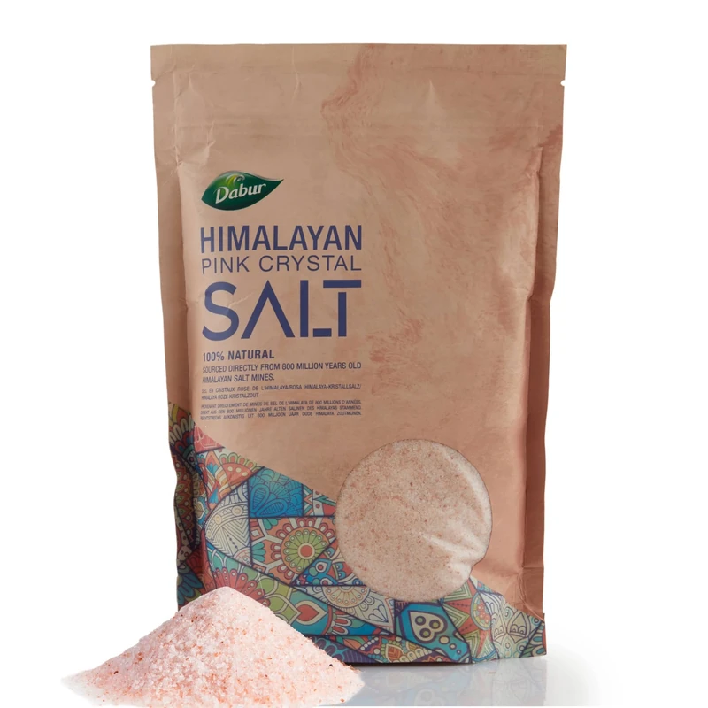 Dabur Himalayan Pure Pink Salt - 1kg (Fine) | 100% Natural With Vital Nutrients | Premium Unrefined | Gluten Free | Halal - Kosher Certified Salt | For Good Health & Lowering Blood Pressure
