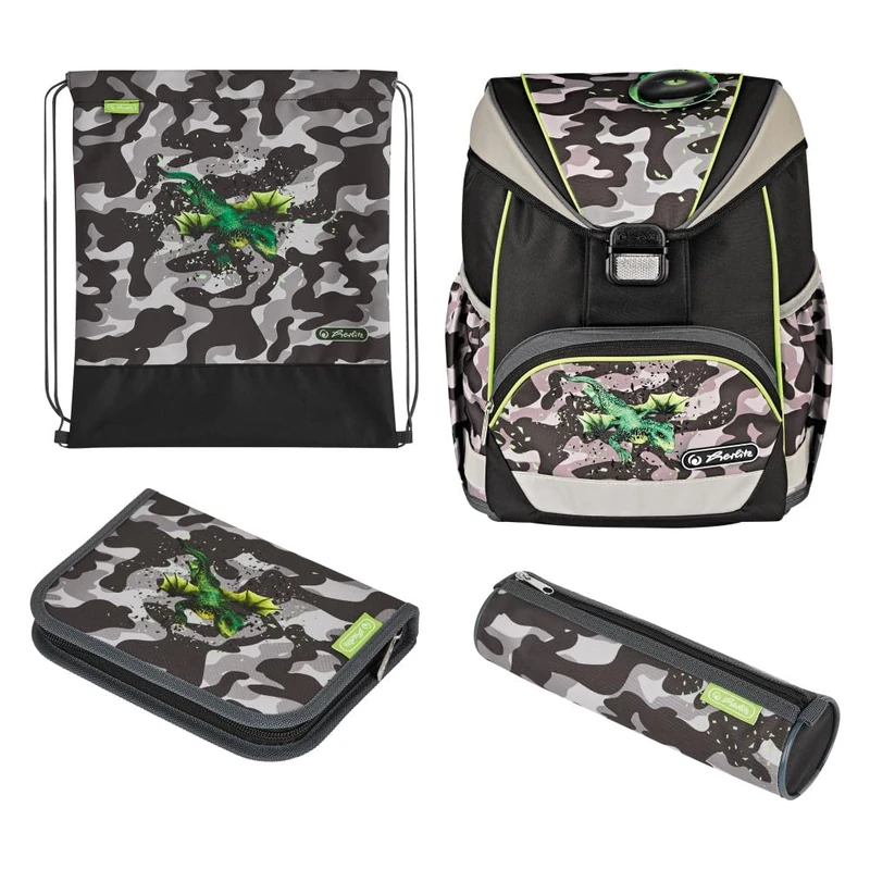 Herlitz Ultralight Plus 50026838 School Bag, Camo Dragon, Kindergepäck, School Bag