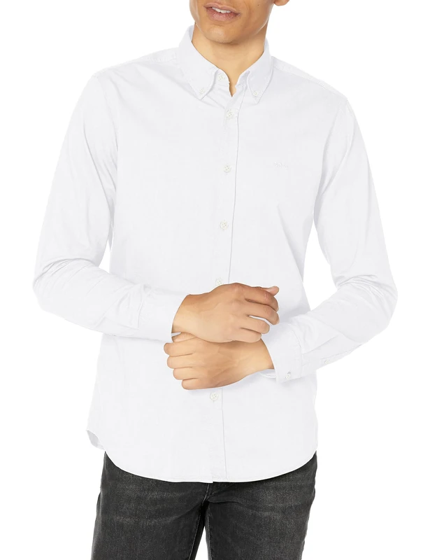BOSS Men's Solid Cotton Oxford Button Down Shirt, Marshmellow White, XXL