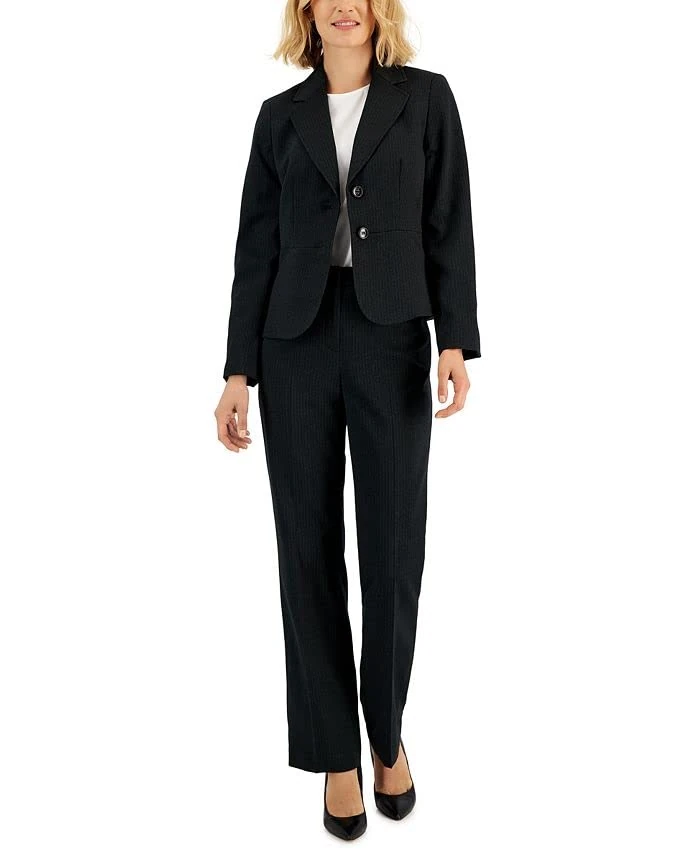 Le Suit Women's Jacket Business Suit Pants Set, Charcoal, 18