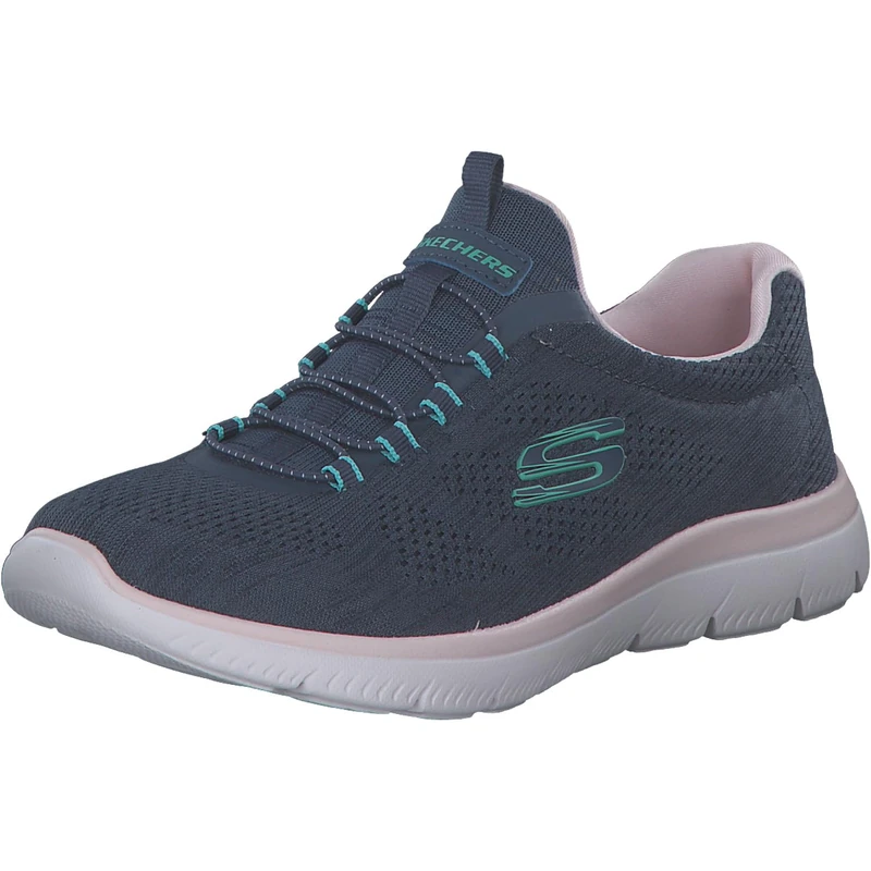 Skechers Women's Summits Fun Flare Trainers, Navy Mesh/Pink & Turquoise Trim, 2.5 UK
