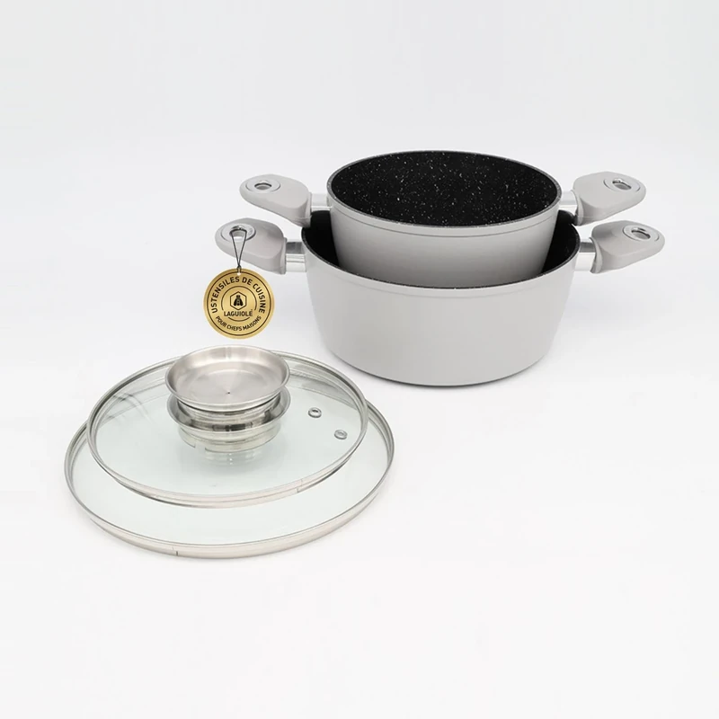 Laguiole - Set of 4 Silver Non-Stick Induction Black Ston®