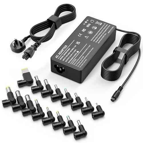 90W Universal Laptop Charger UK Compatible with HP Lenovo Dell Acer Asus IBM Toshiba Samsung Sony Fujitsu Gateway Notebook Ultrabook Chromebook Power Supply Cord with 16 Tips