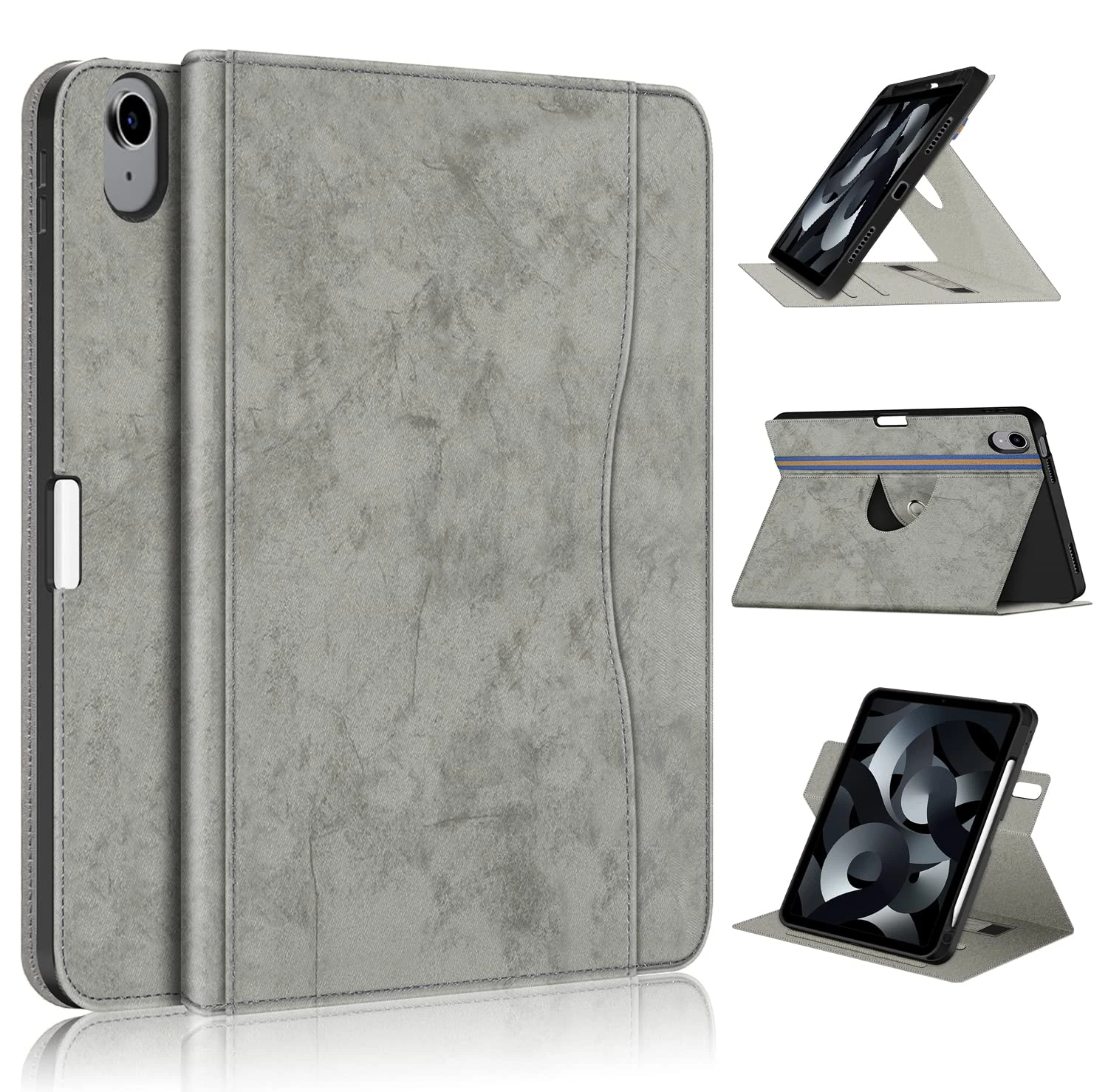 TOPCASE 360° Rotating Case Compatible with iPad (A16) 11th Generation 11 inch (2025), iPad 10th Generation 10.9 inch (2022) Cover with Adjustable Stand,Pencil Holder & Shockproof,Gray