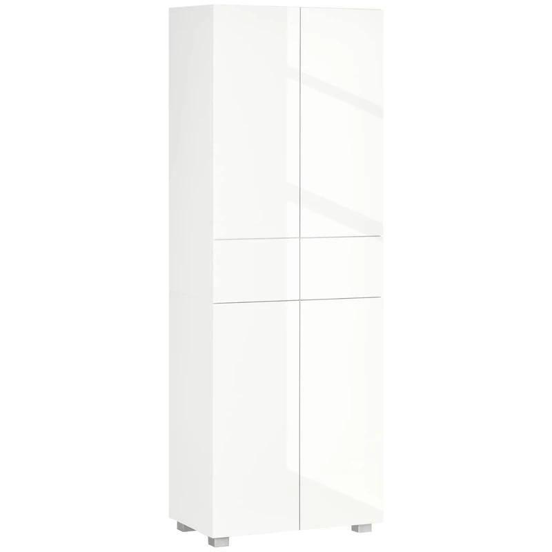 HOMCOM Kitchen Cupboard Storage Cabinet Push Open Doors and Drawers, White