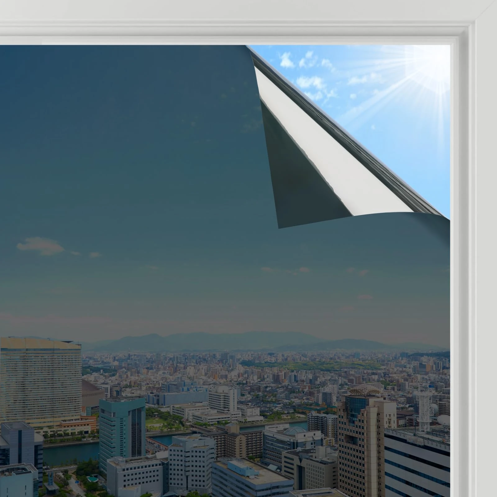 rabbitgoo Heat Reflective Window Film Privacy Film for Glass Windows, One Way Mirror Tint Sticker Sun Blocker, UV Glass Sticker Mirror Heat Reflector Thermal Solar Vinyl Black 44.5x200cm