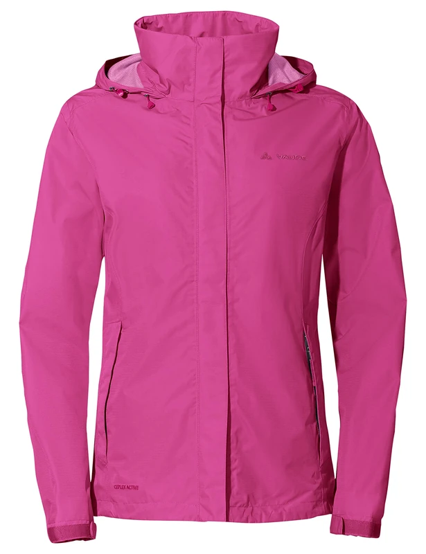 VAUDE Women's Escape Light rain jacket in pink/brown, Waterproof Jacket Women, packable rain jacket with Hood, Climate-Friendly Windbreaker Jacket, 40