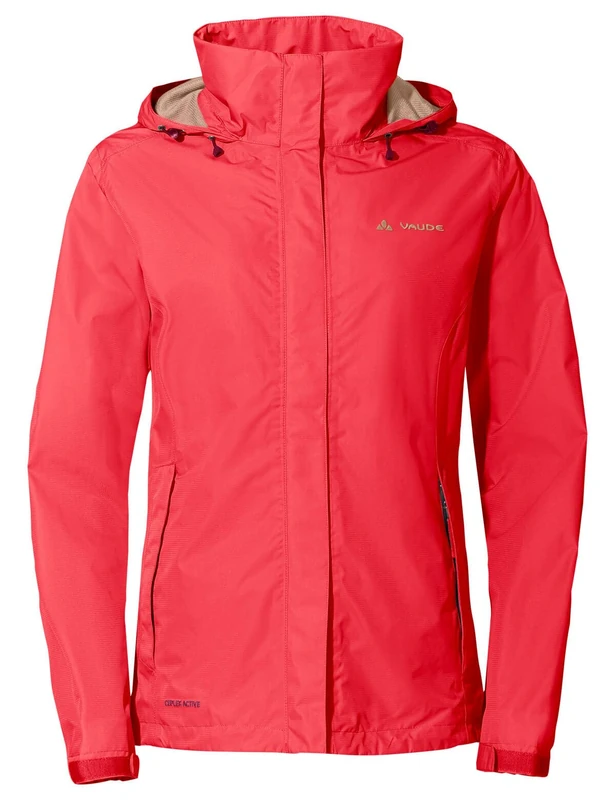 VAUDE Women's Escape Light rain jacket in red, Waterproof Jacket Women, packable rain jacket with Hood, Climate-Friendly Windbreaker Jacket, 40