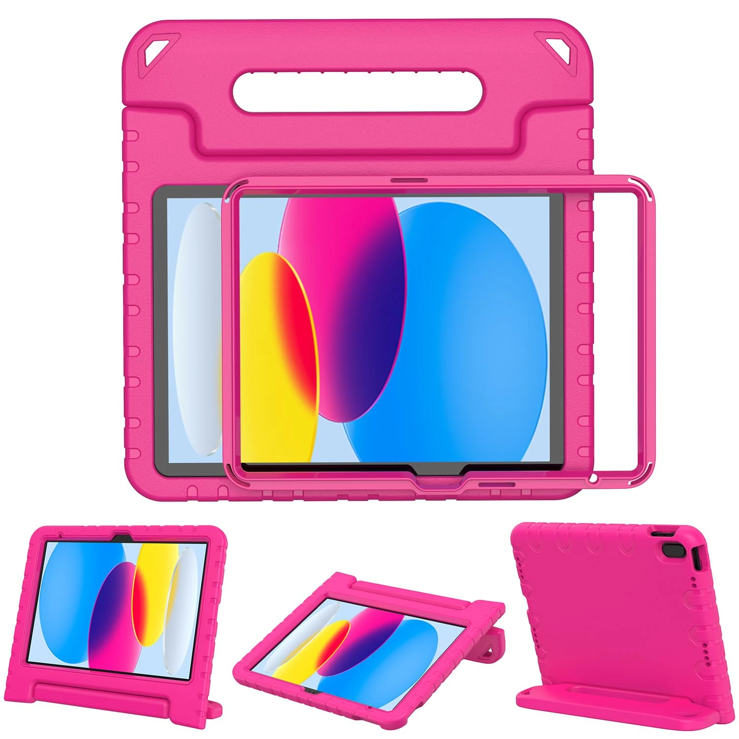 Surom Case with Built-in Screen Protector for iPad (A16) 11th/10th Generation (11/10.9 inch) 2025/2022, Shockproof Convertible Handle Stand Kids Case for iPad 11th/10th Generation, Rose