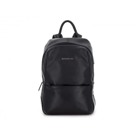 SCHARLAU BA03-L02BK Small Leather Backpack KM4 25 x 34 x 9 cm Black, black, 25 x 34 x 9 cm, Business