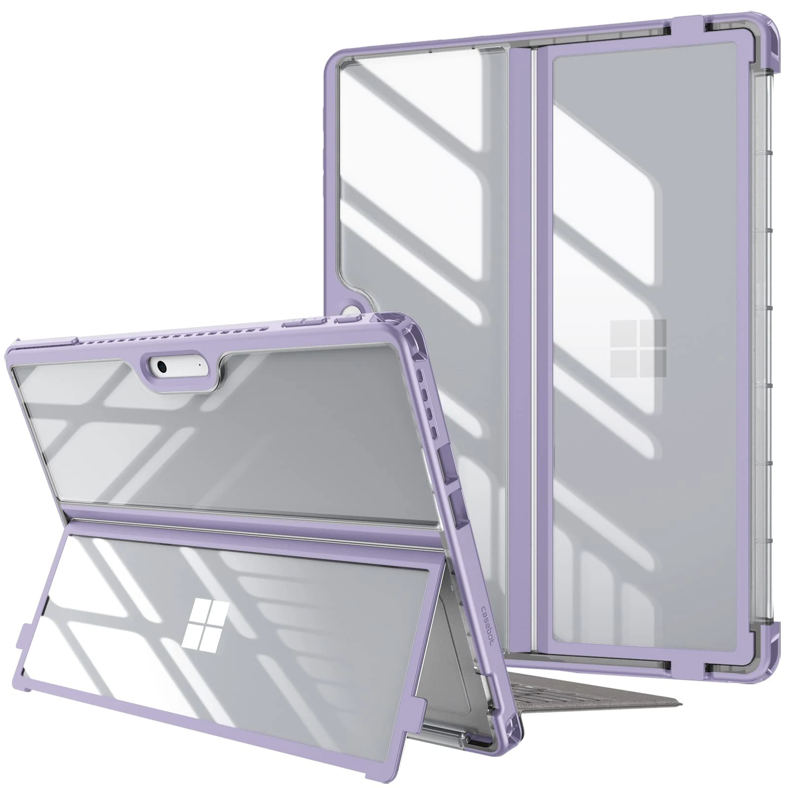 FINTIE Hybrid Case for Microsoft Surface Pro 11/10 / 9 (2024-2022) 13 inch, Shockproof Clear Cover with TPU Rugged Frame Compatible with Original Keyboard and Kickstand, Purple