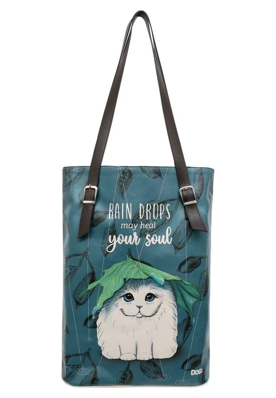 DOGO Women's Grand Sac-Rain Drops May Heal Your Soul Tallbag, Bleu - Image 1
