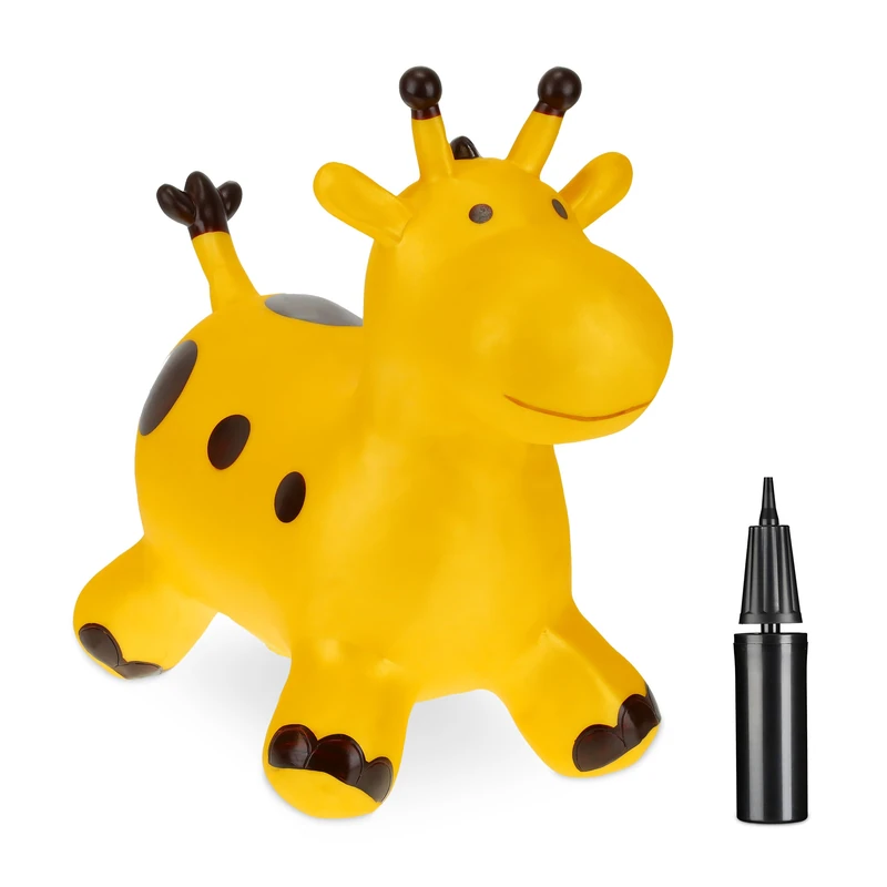 Relaxdays Bouncing Hopper Giraffe with Pump - Yellow Toy