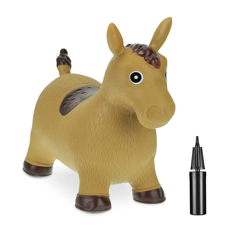 Relaxdays Bouncing Hopper Horse with Air Pump - Brown