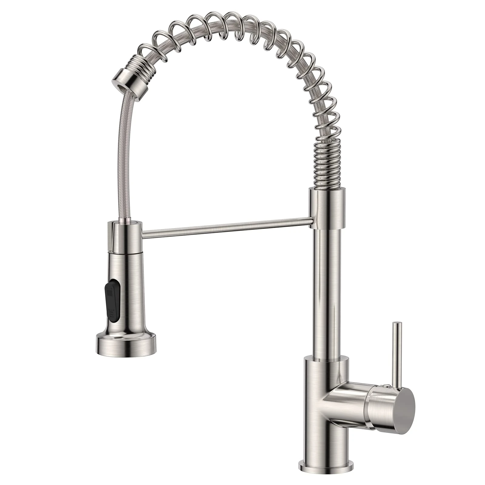 FORIOUS Kitchen Tap, Spring Kitchen Sink Mixer Taps, Commercial Faucet Single Handle Lever, High Arc Swivel 360 with 2 Spray Mode, Stainless Steel
