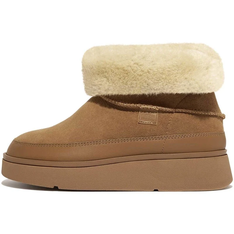 Fitflop Womens Gen-ff Ultra - Shearling Mini Ankle Boot, Desert Tan, 3 UK