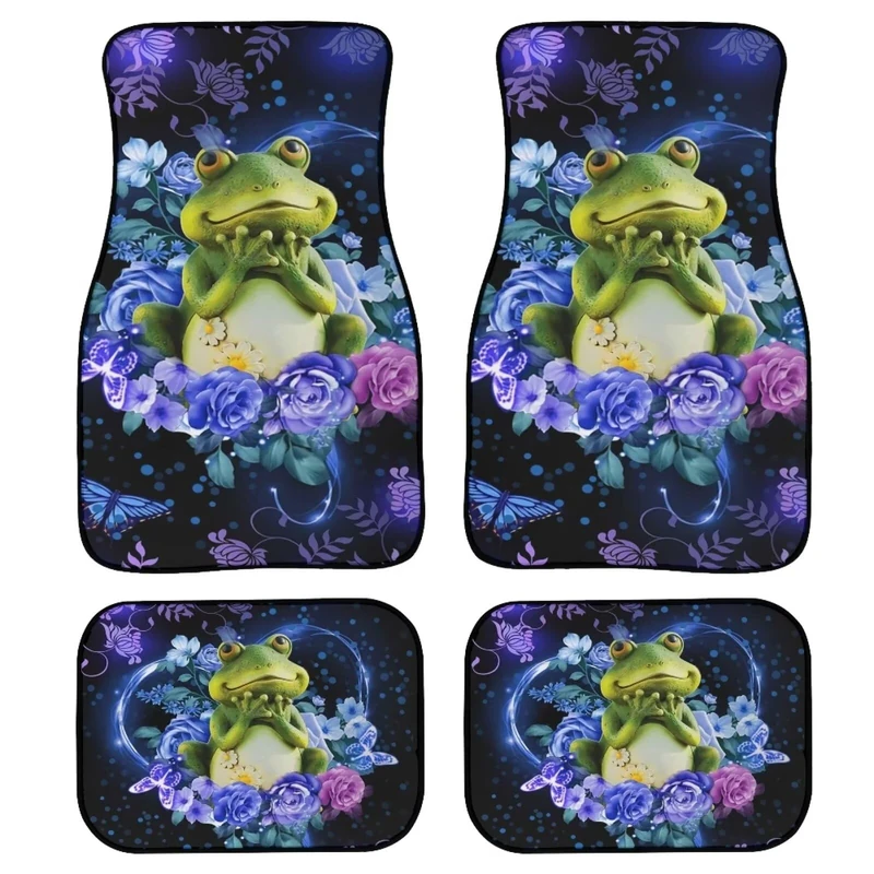 Poceacles Frog Car Floor Mats Universal SUV Front Rear Floor Foot Mats 4-Piece Full Set with Non-Slip Rubber Backing Rose Car Accessories Heavy-Duty Protection for Most Cars,SUVs,Trucks