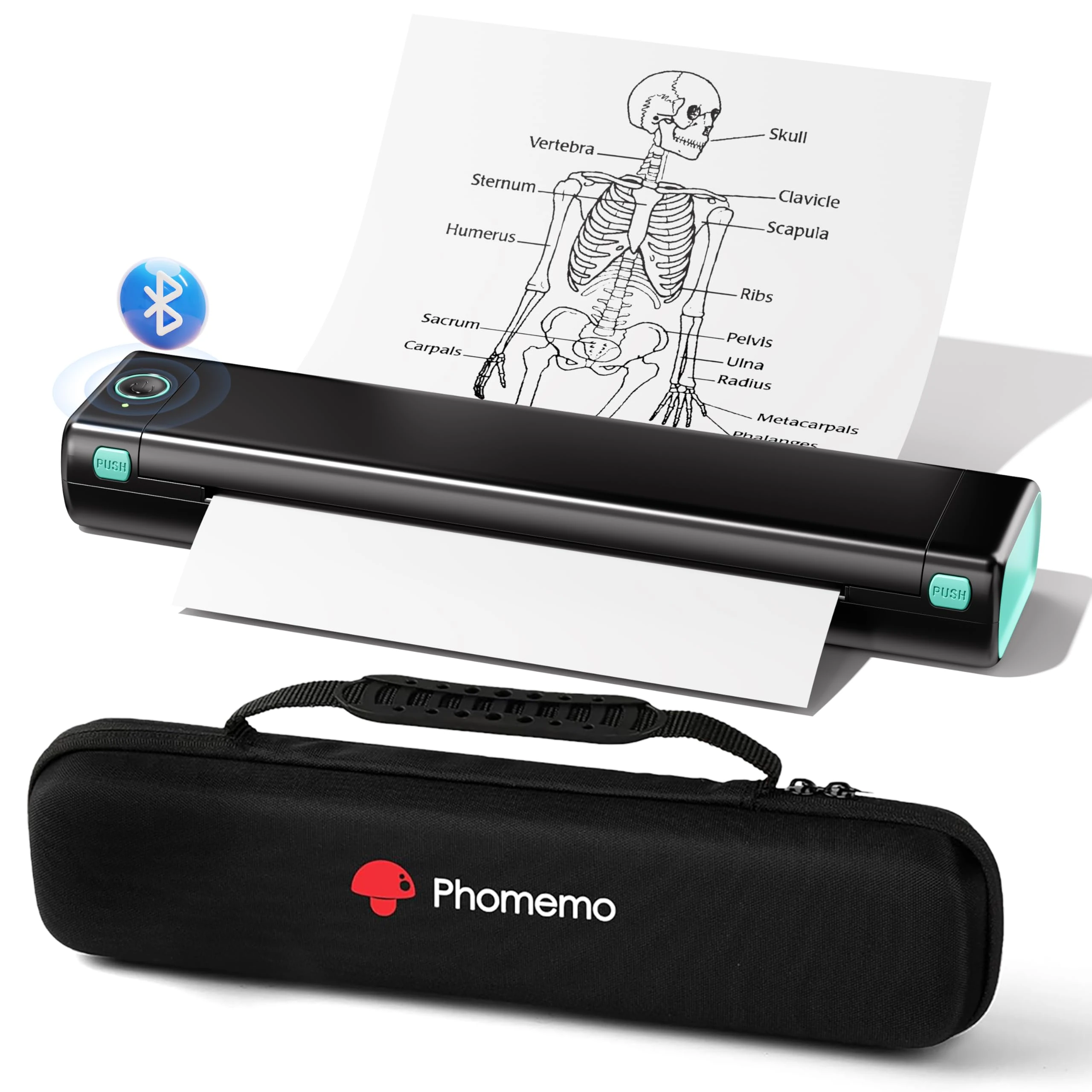 Phomemo Portable Wireless Printer, M08F Bluetooth Mobile Inkless Printer Support A4 Size Compatible with Phone Laptop