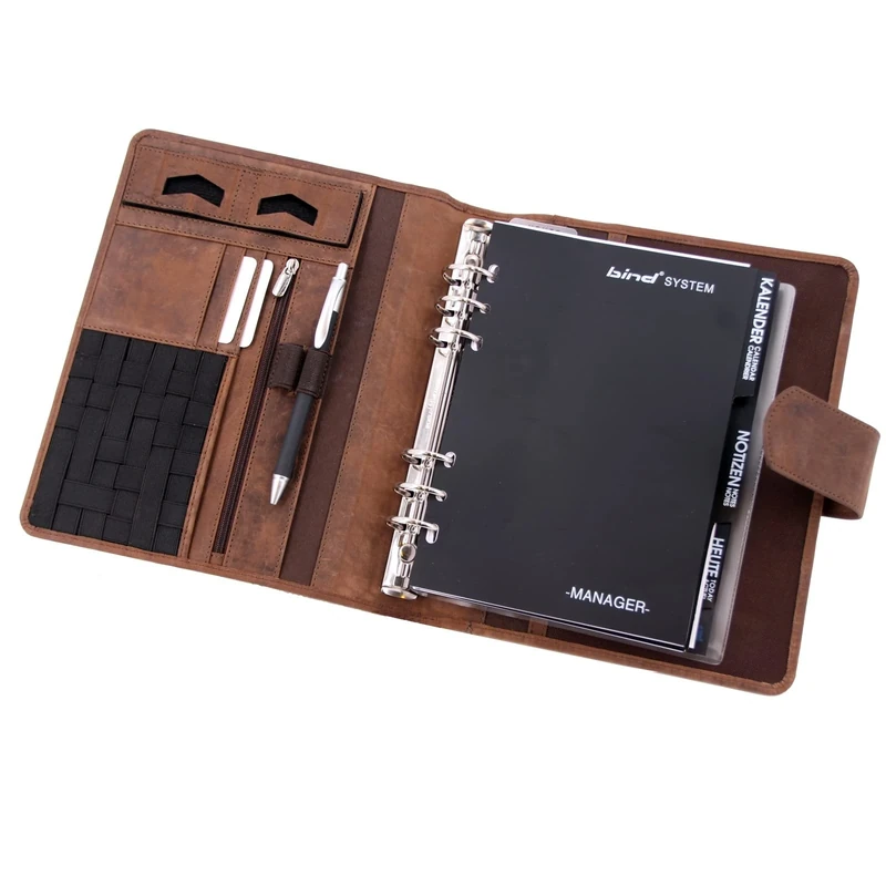 Roberto Romano 2020 Brown Leather A5 Weekly Planner with Magnetic Closure, 104 Pages, ca. 24.5 x 20 cm