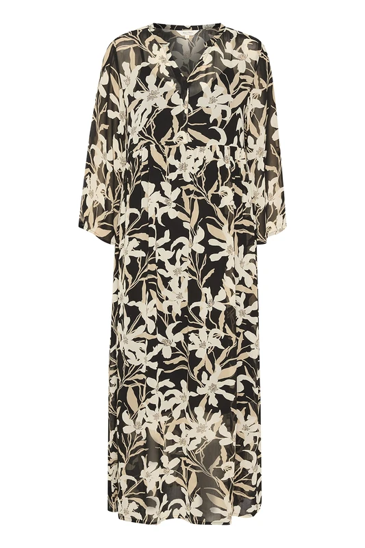 Part Two Women's Polonia Dress Casual, Black Flower Print, 8