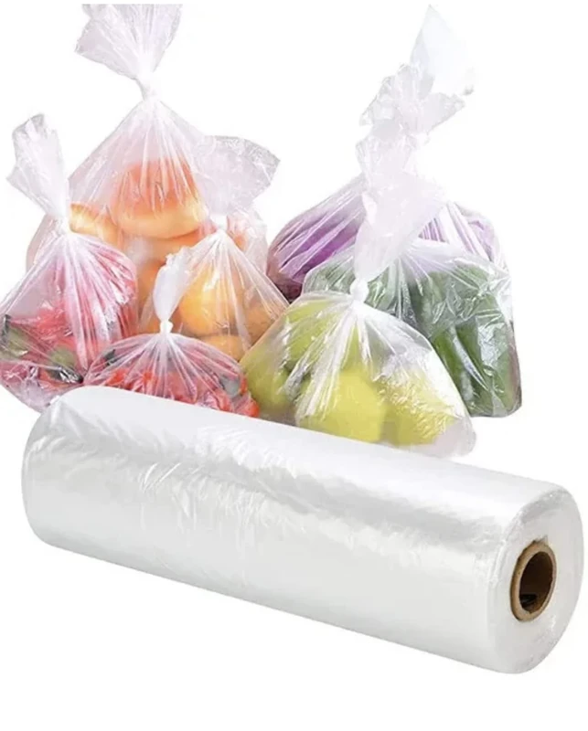 Efforias 500 Polythene Bag on a Roll Fruit Vegetable Clear Plastic Butchers Counter Bag Polythene Counter Bags | 9" x 14" | Fruit/Veg/Food/Meat (1 Roll - 500 Bags)