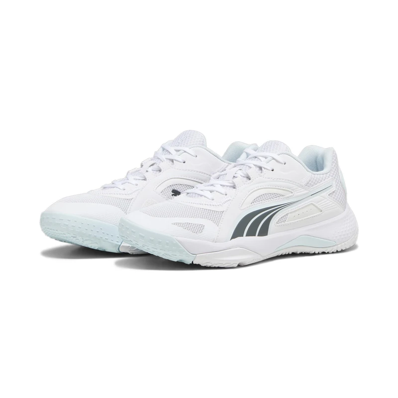 Puma Unisex Adults Solarstrike Ii Indoor Court Shoes, Puma White-Shadow Gray-Nitro Blue, 10 UK