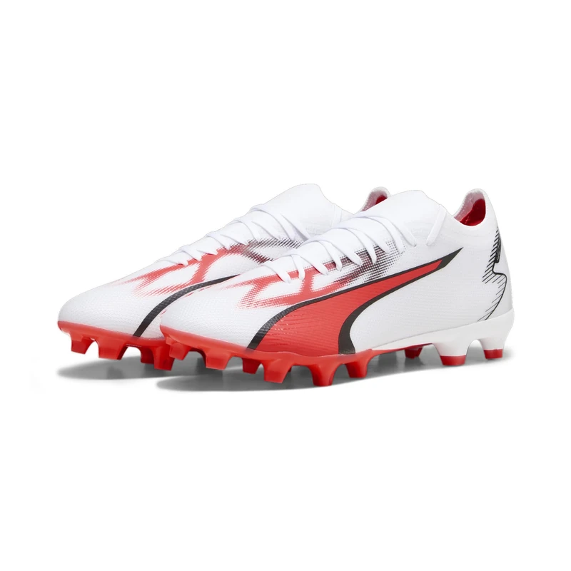 PUMA Unisex Ultra Match FG/AG Soccer Shoe, White Black-FIRE Orchid, 9.5 UK - Image 1