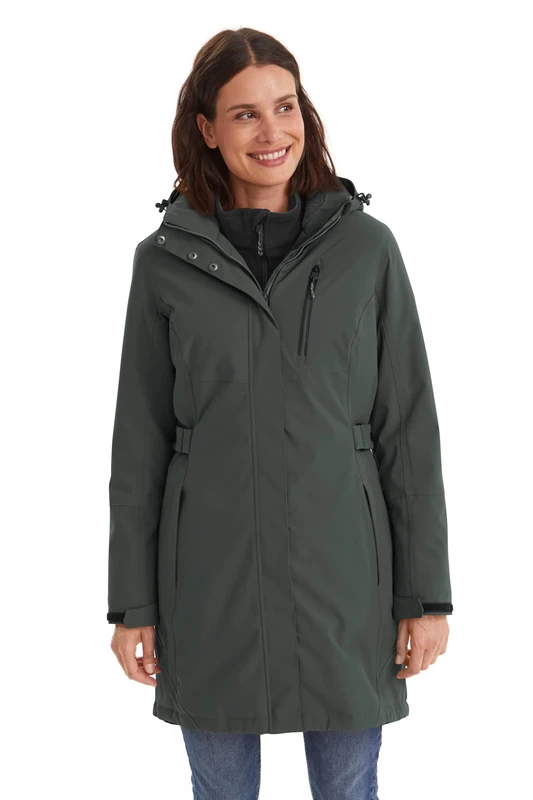 Killtec Women's Kow 165 Wmn Prk Functional Parka with Zip-Off Hood, Dark Blue-Green, 38