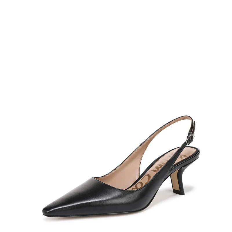 Sam Edelman Women's Bianka Sling Slingback Heels, Black Leather, Medium Fit, UK 7