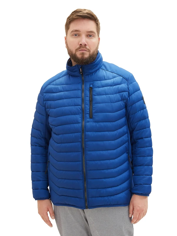 TOM TAILOR Men's Hybrid Quilted Jacket with Stand-Up Collar, 19168-hockey blue, XXL