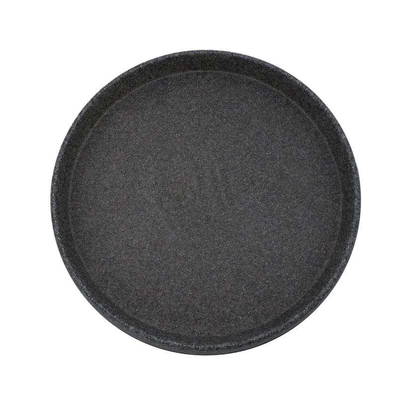 The HC Companies 23 Inch Terrazzo Round Premium Plant Saucer – Indoor Outdoor Plastic Plant Trays for Pots - 23.38"x23.38"x2.07" Black Granite