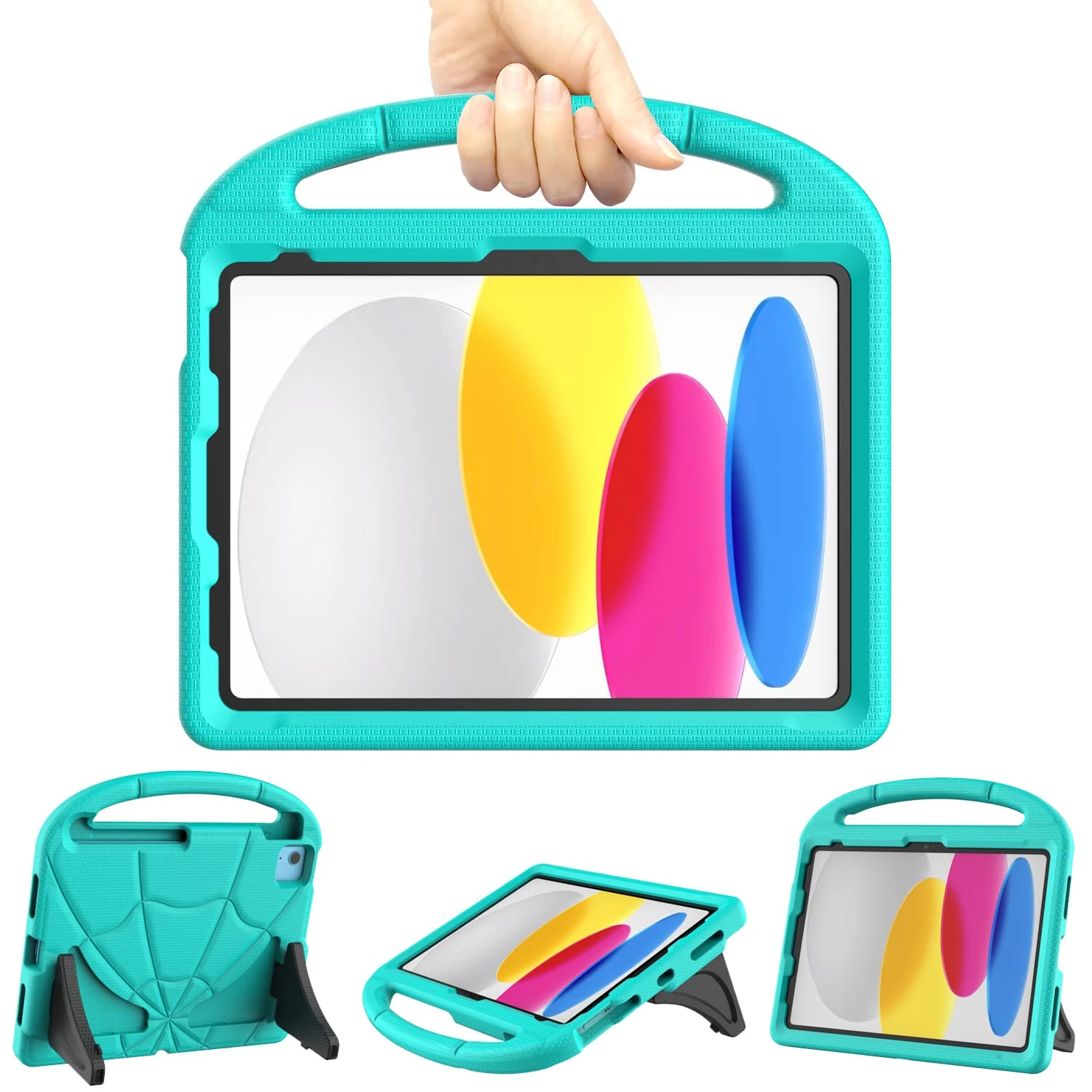 Kids Case for iPad A16 11th Gen 2025/iPad 10th Gen 2022, iPad Air 6/5/4th Gen, TrendGate Shockproof 10.9''/11'' Case with Handle Stand and Pencil Holder for iPad 11/10/Air 6/Air 5/Air 4/Pro 11, Cyan