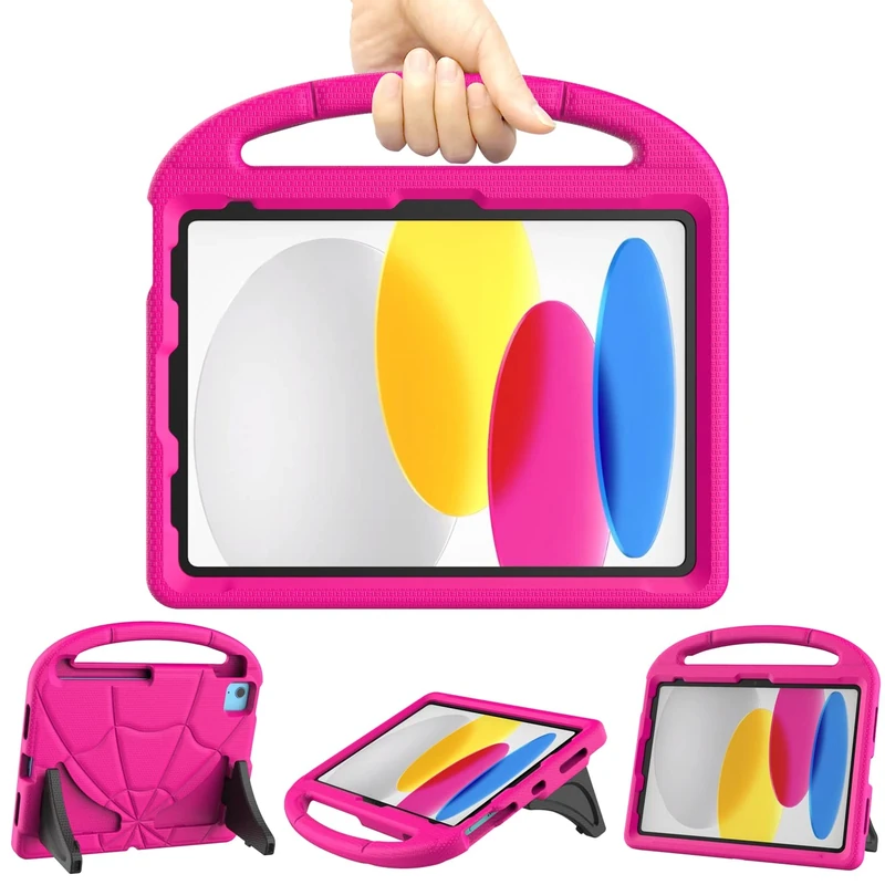 iPad 11th/10th Generation Case Kids 2025/2022, iPad 11inch/10.9 inch Case, iPad Air 6th/5th/4th Gen Case2024/2022/2020, Mansiruyi iPad Pro 11 inch 4/3/2/1th Gen Shockproof Handle Stand Case - Pink
