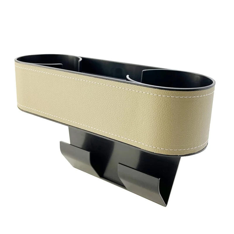 Cup Holder for Car Seat Gap Organizer, Multifunctional Cup Drink Holders with PU Leather Cover,Side Insert Center Console Gap Filler Storage Box for Mug Bottle CellPhones Keys Coffee Coasters - Image 1